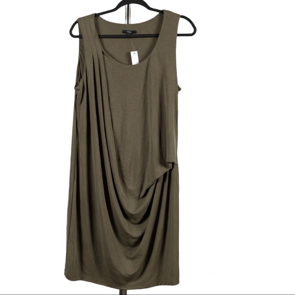 DREW Army green sleeveless mini dress size L